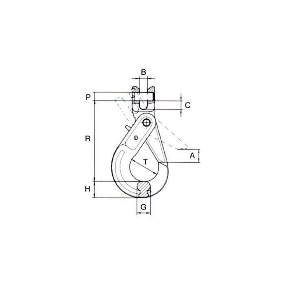 Cârlig cu autoblocare TIP BKHLG 7-8 mm 2000 kg Cârlig cu autoblocare TIP BKHLG 7-8 mm 2000 kg