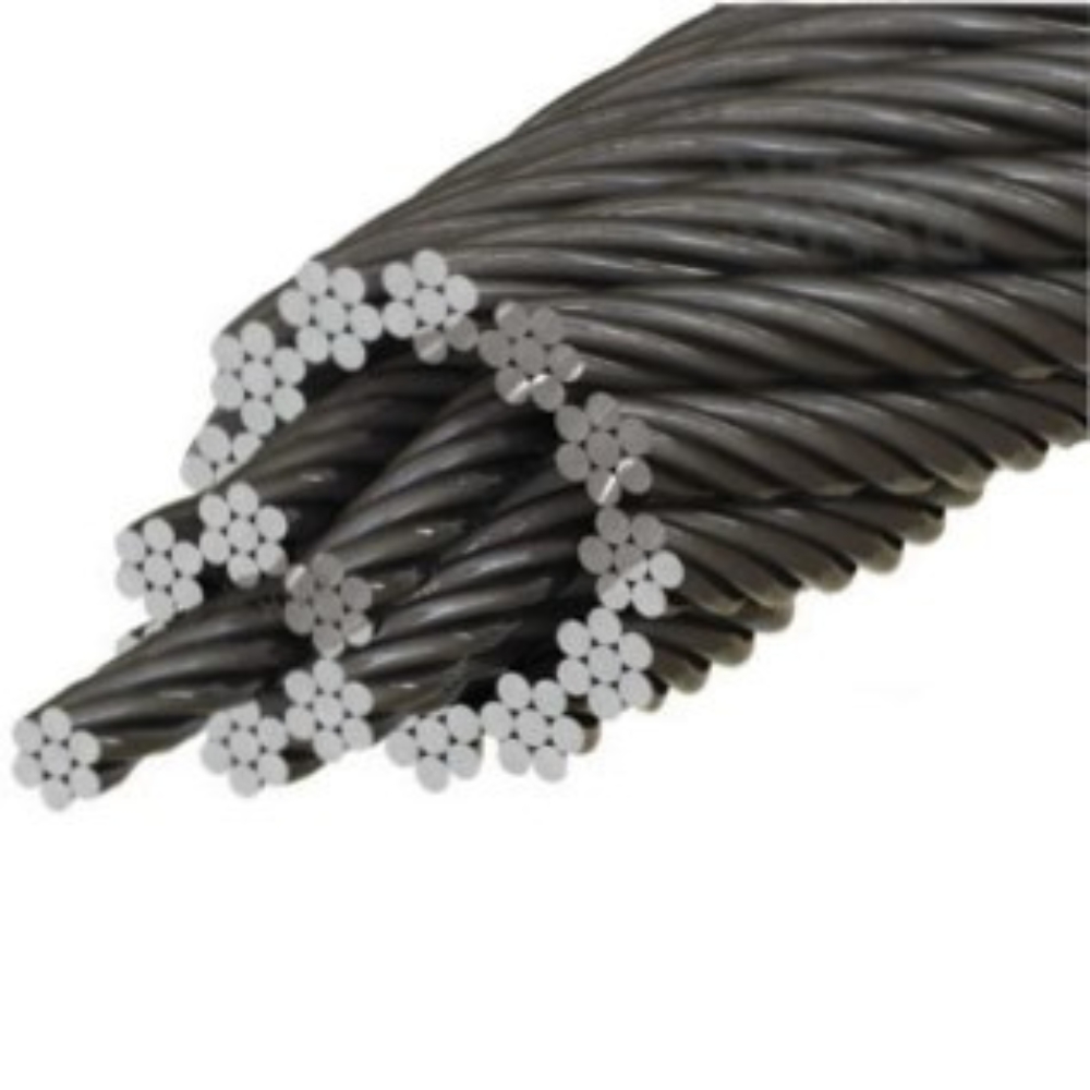 Cablu de oțel antigiratoriu 18x7+WSC cu inimă metalică aspect zincat